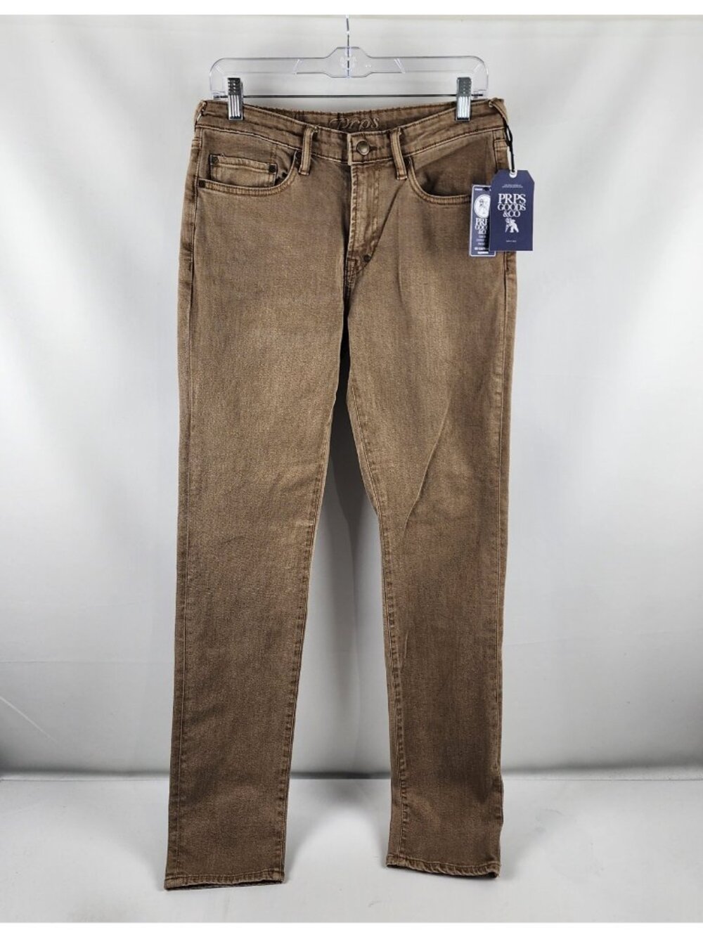 Prps Le Sabre Jeans Men 30x33 Brown Khaki Slim Straight Leg Japanese Denim NWT